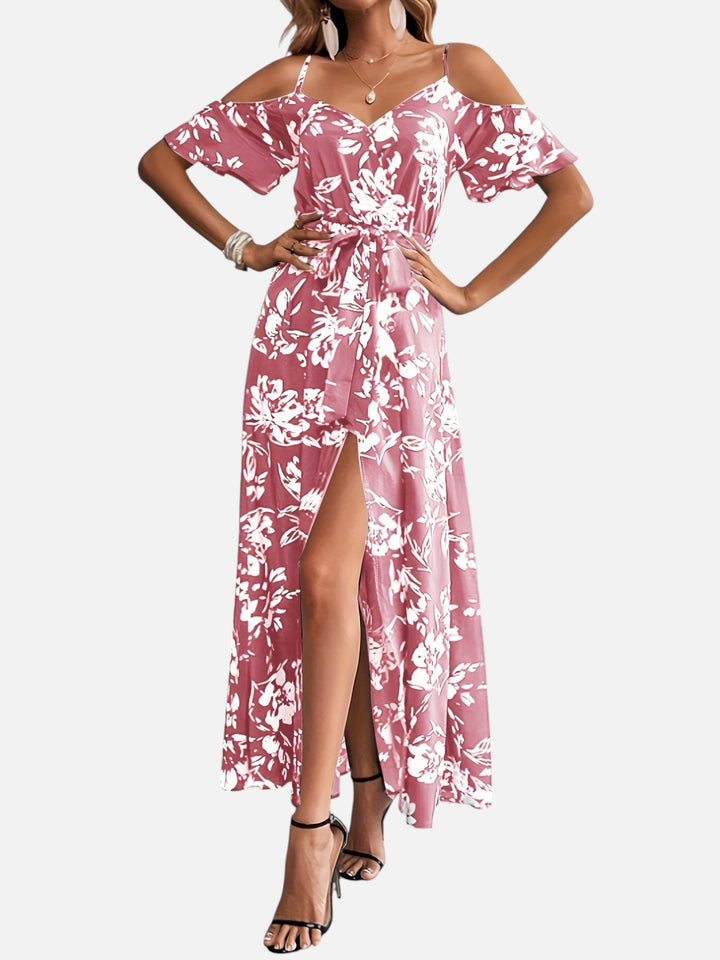 Women’s Summer Floral Maxi Dress A-Line Slit Casual Elegant