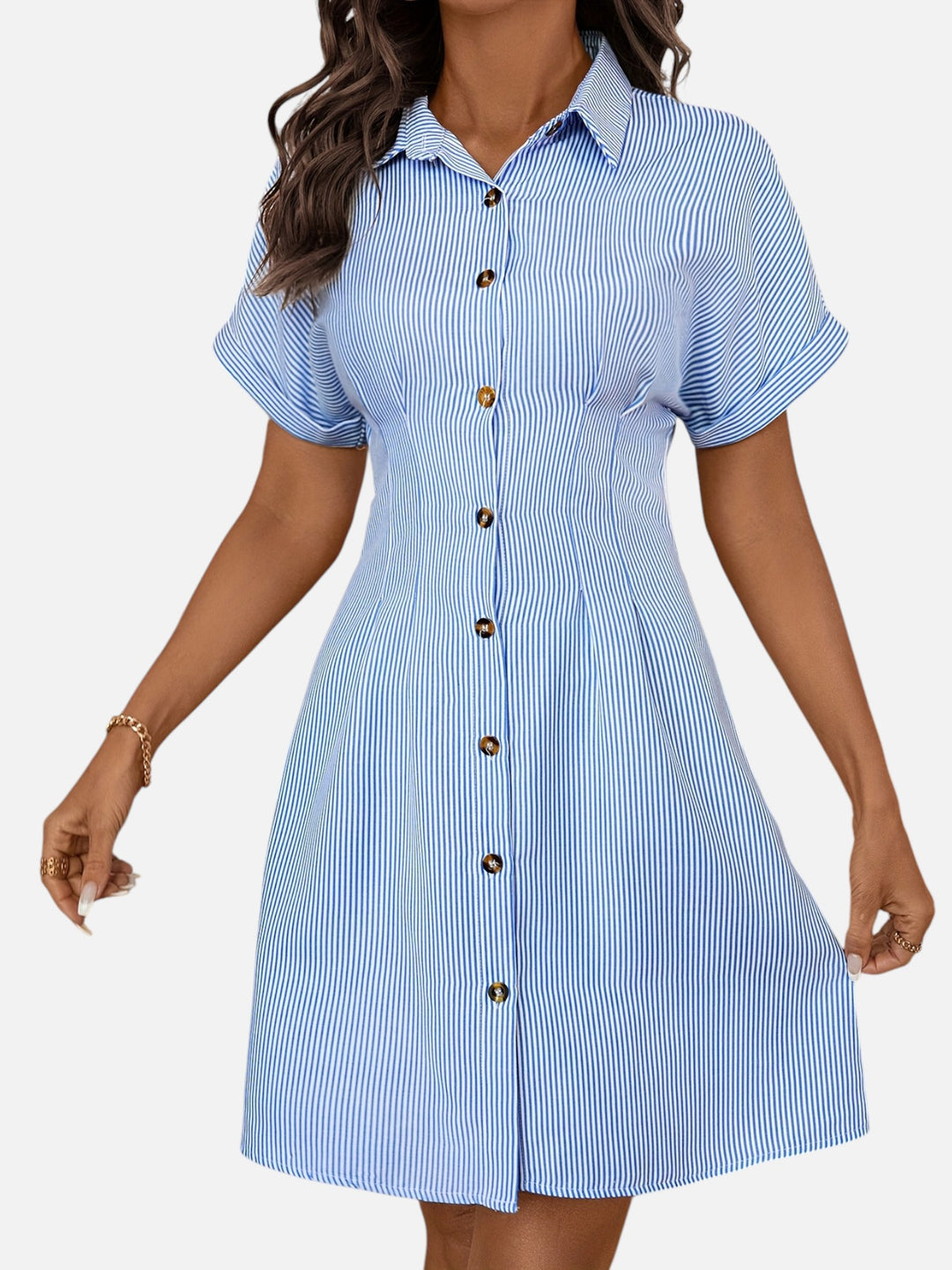 Women’s Striped Midi Shirt Dress for Work Summer Casual Elegant