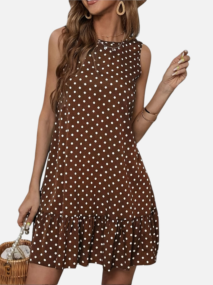 Women's Polka Dot Midi Dress Lightweight Casual Summer Dress