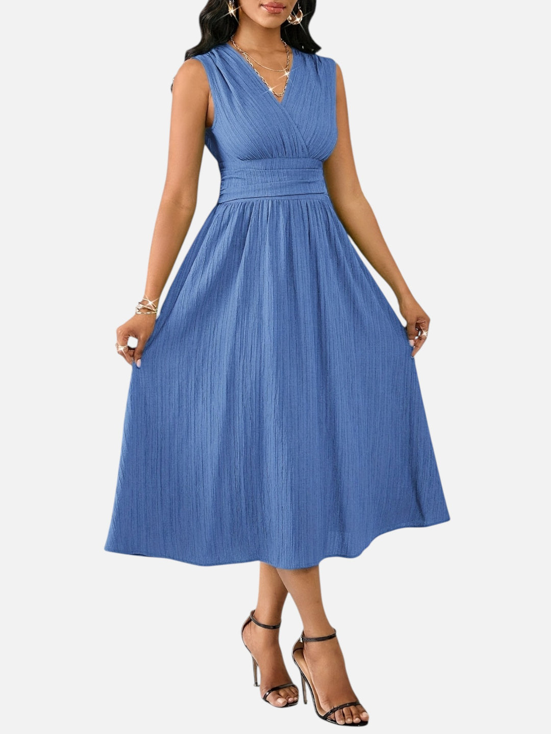 Midi Dress Women Sleeveless Summer Casual Vacation Outfit