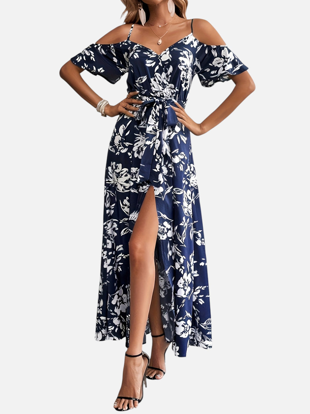 Women’s Summer Floral Maxi Dress A-Line Slit Casual Elegant