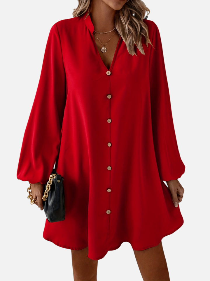 Women's V-Neck Midi Dress Long Sleeve Work and Occasion Wear