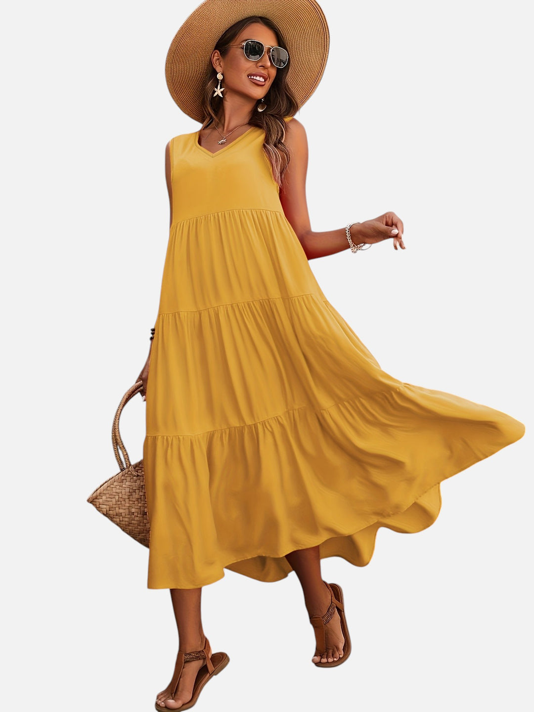 Women's V-Neck Maxi Dress Loose Fit Formal Evening Wear