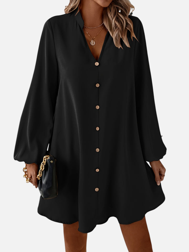 Women's V-Neck Midi Dress Long Sleeve Work and Occasion Wear