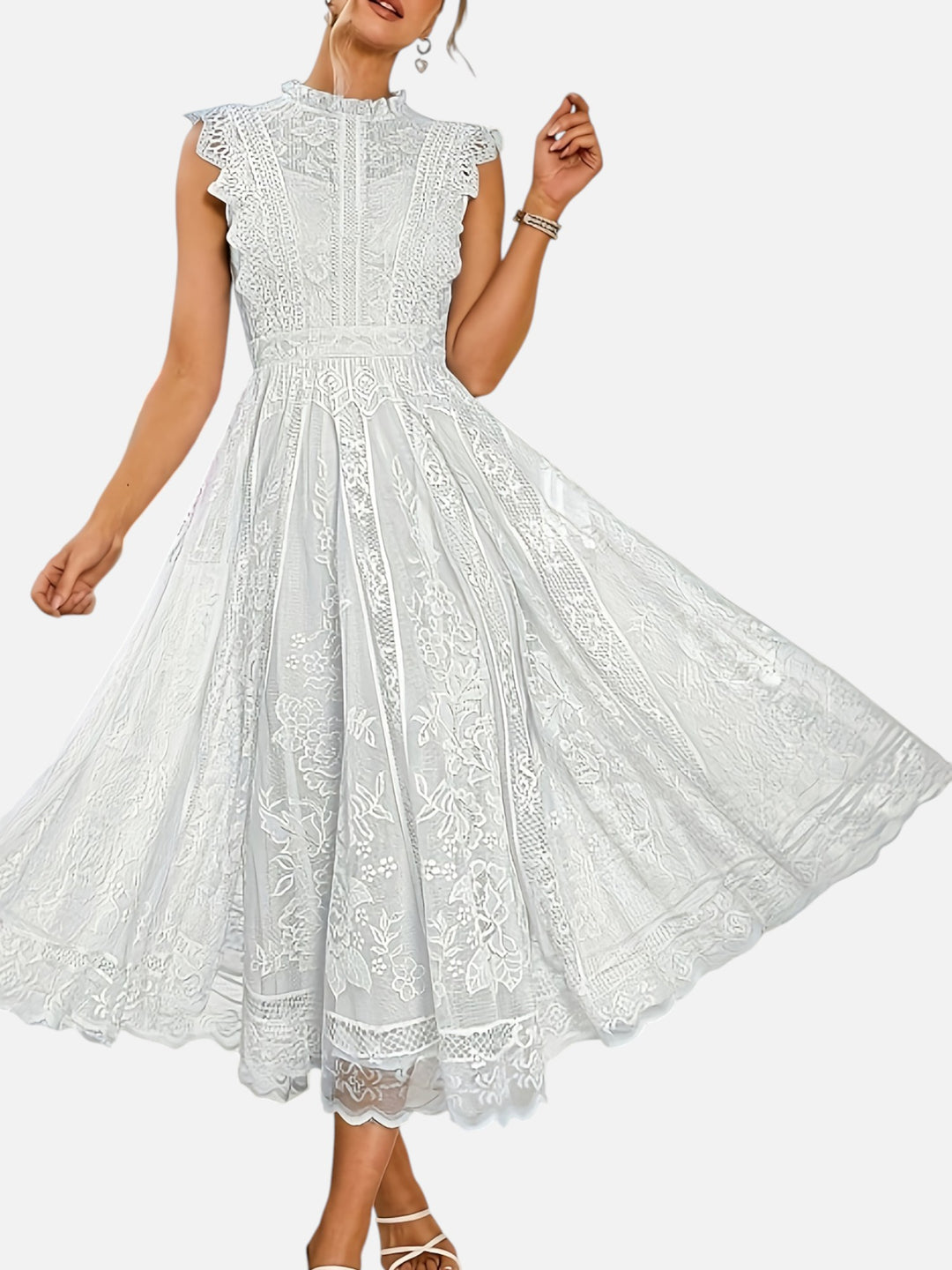 Women’s Lace Maxi Dress Wedding Guest Elegant Flared Fit