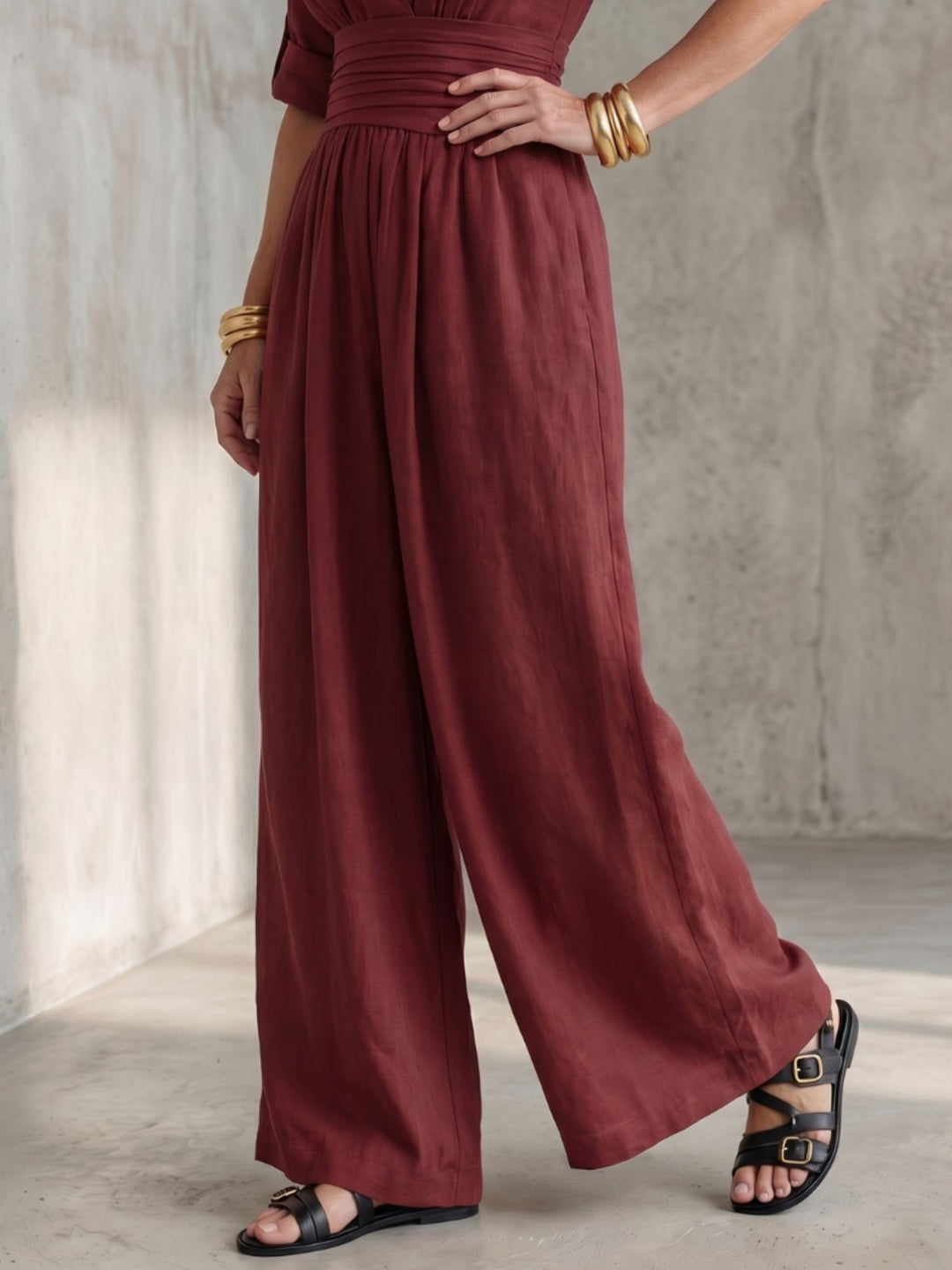 Women Full Length Jumpsuit Cross Bodice Soft Fabric Casual Elegant Wear