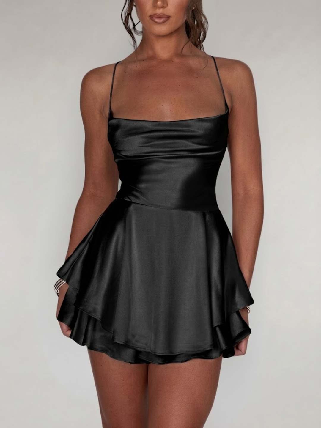 Women’s Elegant Halter Mini Dress Stretch Waist Party Dress