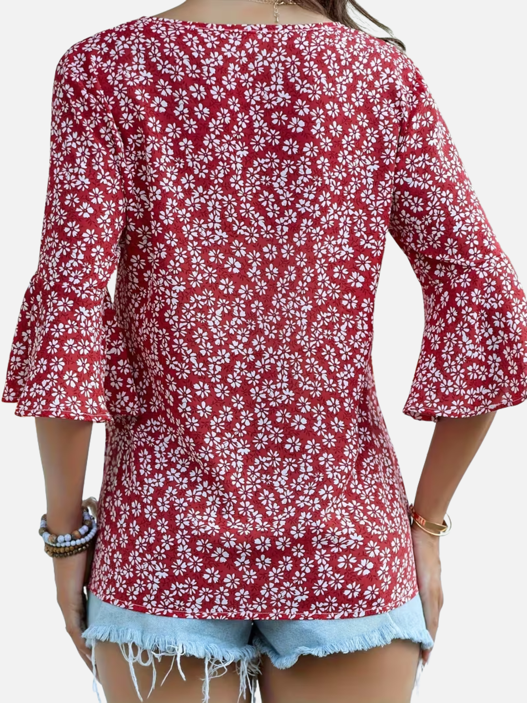 Women's Floral V-Neck Blouse for Spring Summer Casual Wear