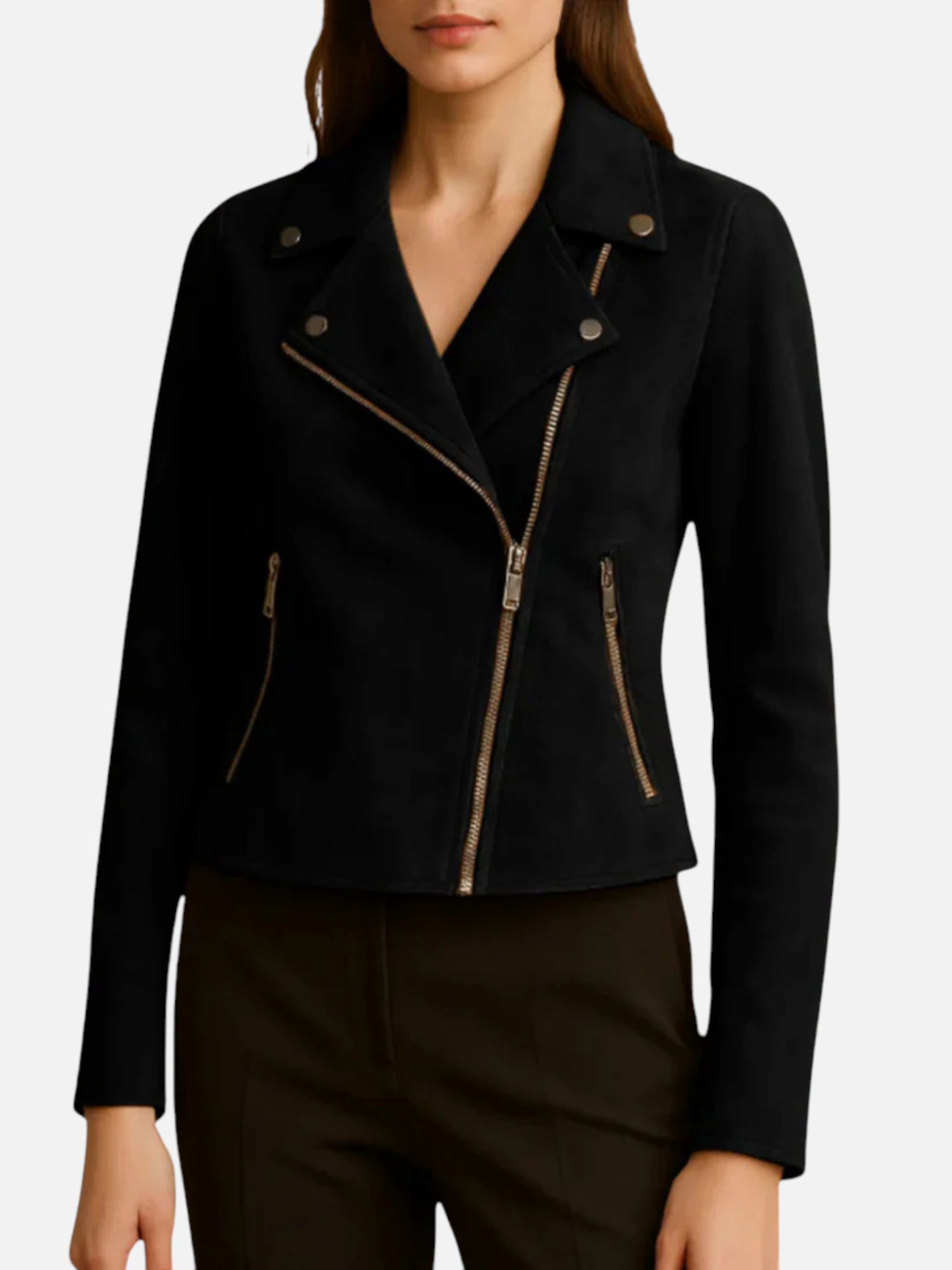 Aurevien | Women’s Suede Biker Jacket – Ivy League Suede