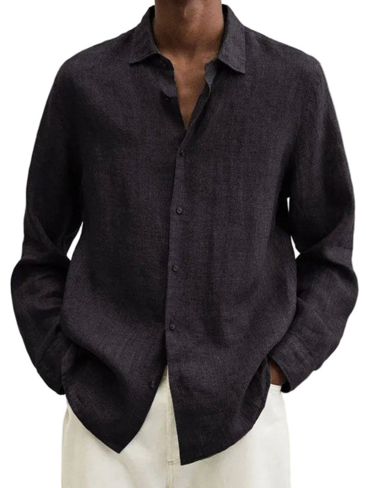 Linen Shirt Men Breathable Long Sleeve Smart Casual Everyday Wear