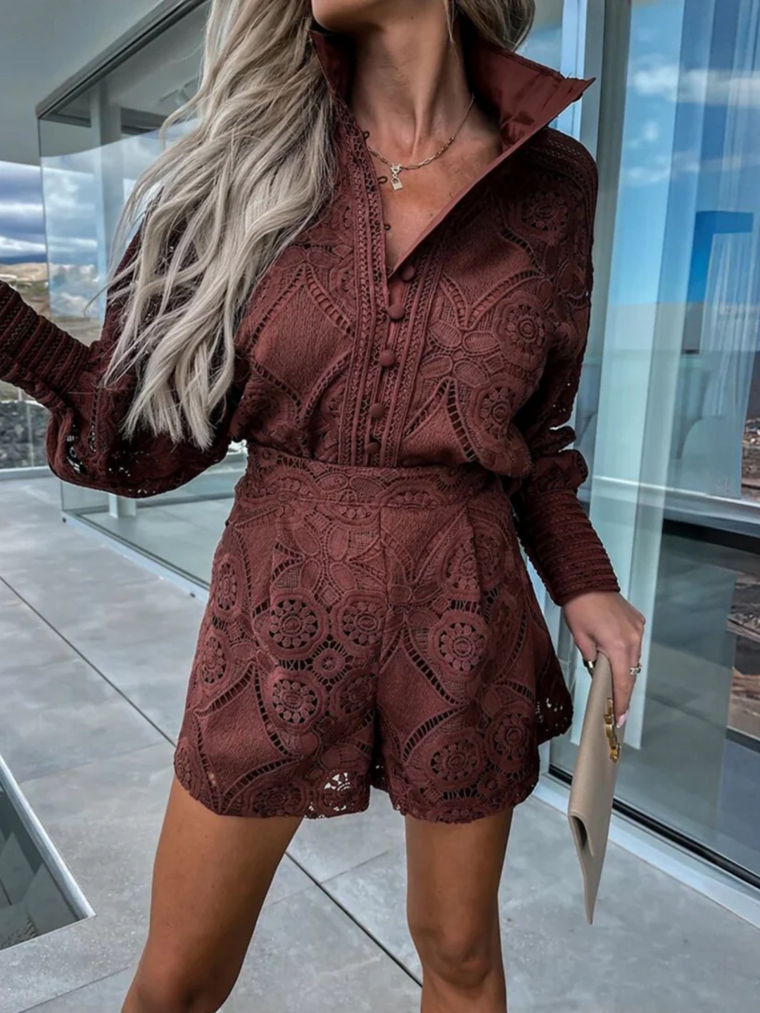 Women's lace two piece set for elegant summer outfit