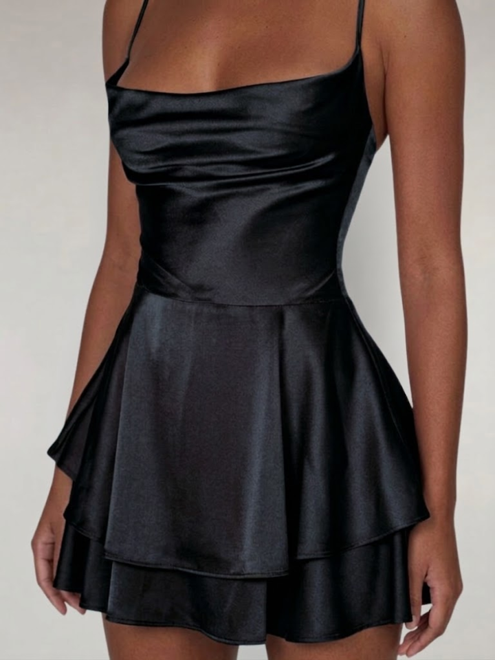 Women’s Elegant Halter Mini Dress Stretch Waist Party Dress