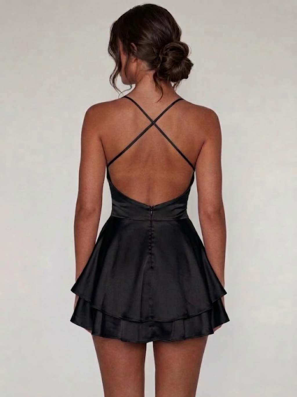 Women’s Elegant Halter Mini Dress Stretch Waist Party Dress