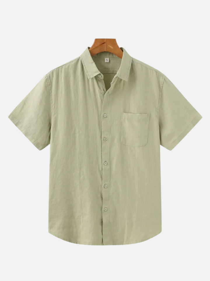 Men's Linen Short Sleeve Shirt for Summer Lightweight Breathable