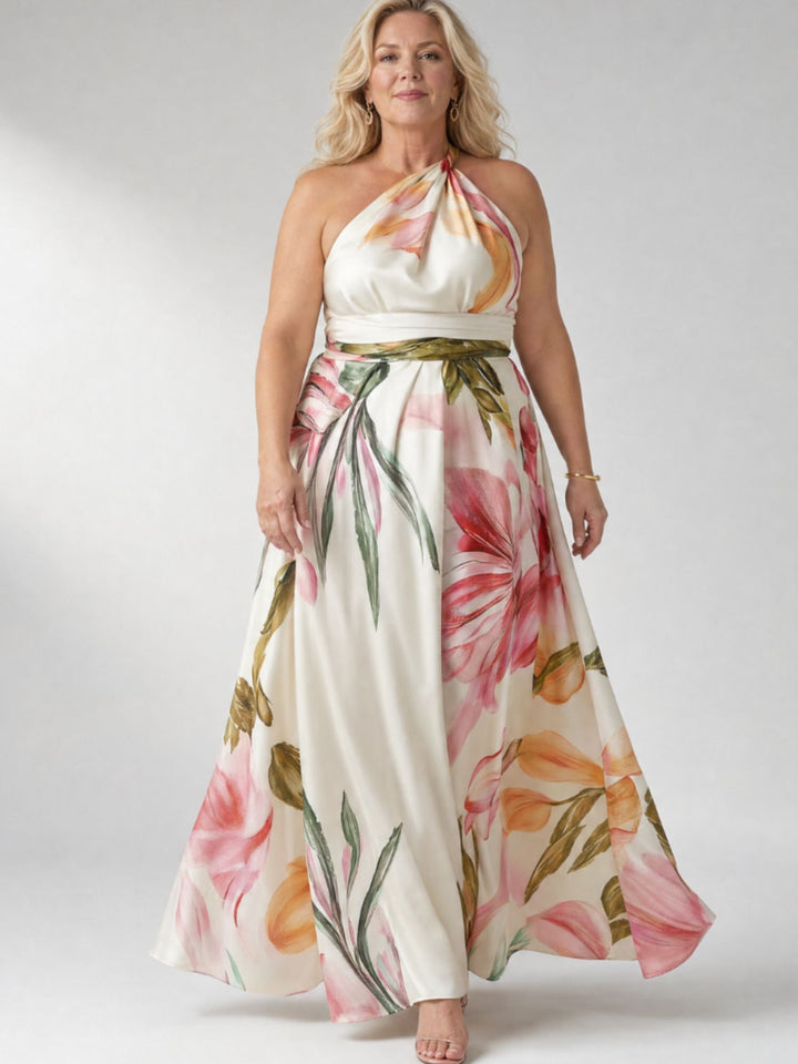 Floral Halter Dress Women Elegant Casual Day Outfit Style