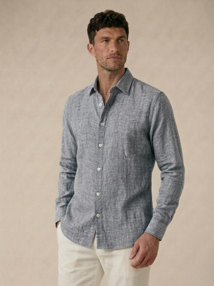 Men’s Linen Shirt Breathable Summer Button-Up Classic Fit