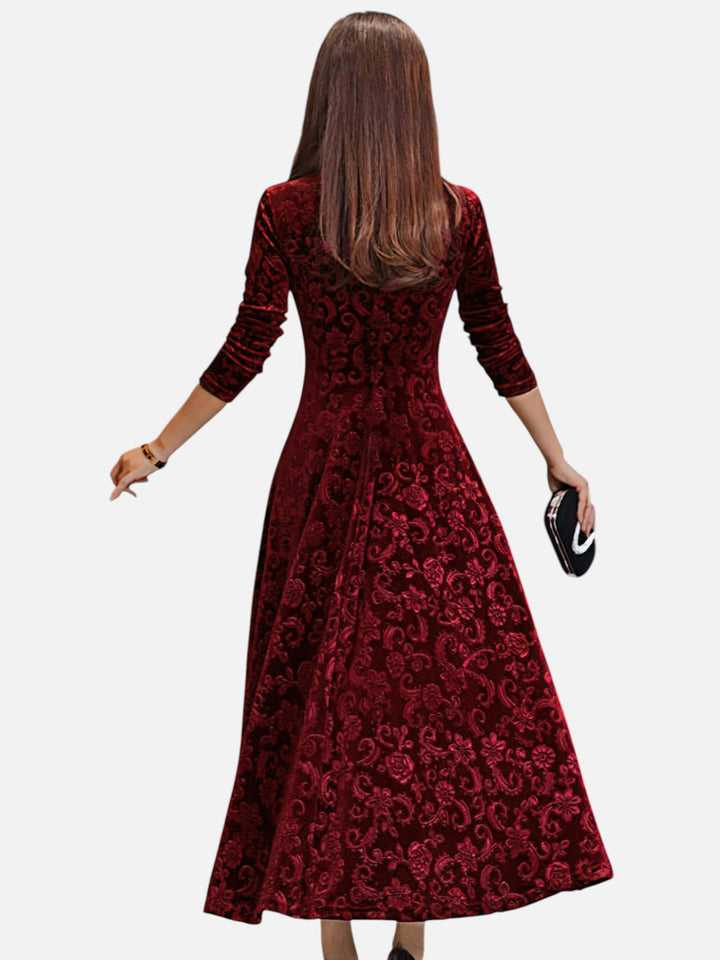 Women's Velvet Maxi Dress Formal Long Sleeve Evening Outfit