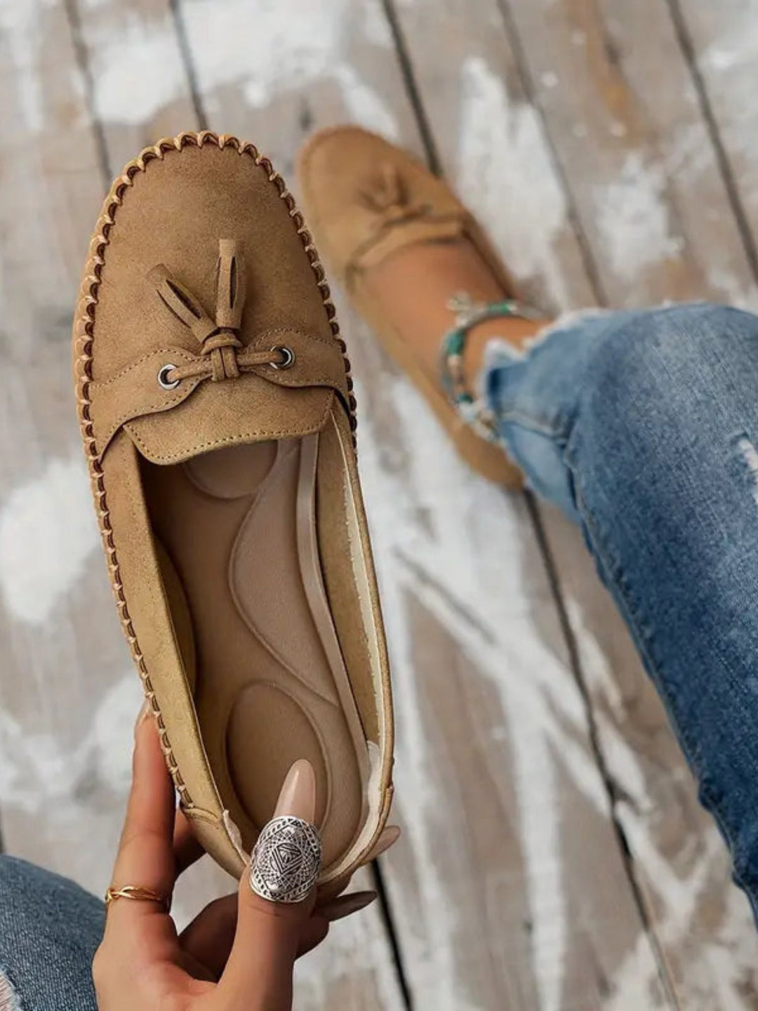 Women’s Vegan Leather Loafers Cushioned Support Work Casual Wear