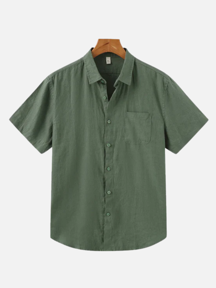 Men's Linen Short Sleeve Shirt for Summer Lightweight Breathable