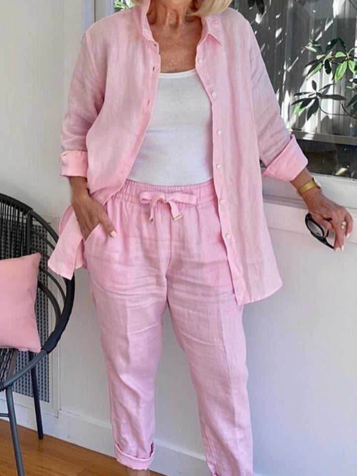 Women’s Two Piece Lounge Set Cotton Linen Relaxed Comfort Outfit