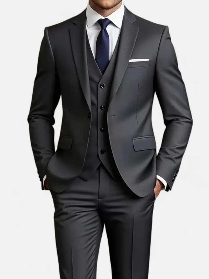 Men's slim fit tuxedo suit 3 piece for wedding black tie
