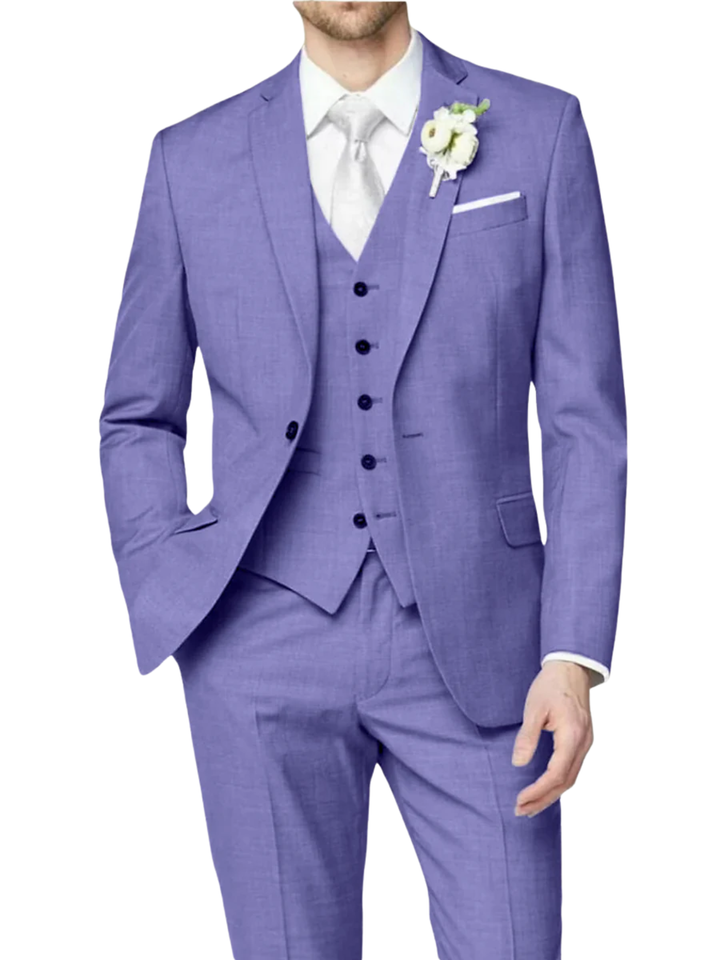 Men's lilac wedding suit slim fit one button formal