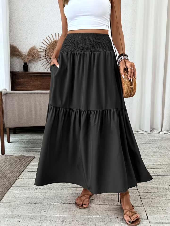 Boho maxi skirt women summer flowy skirt for beach holiday
