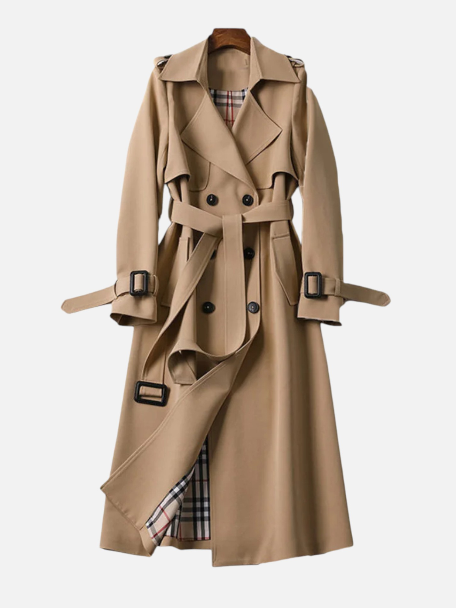 Aurevien | Women’s Belted Tweed Trench Coat – Ivy League Finish