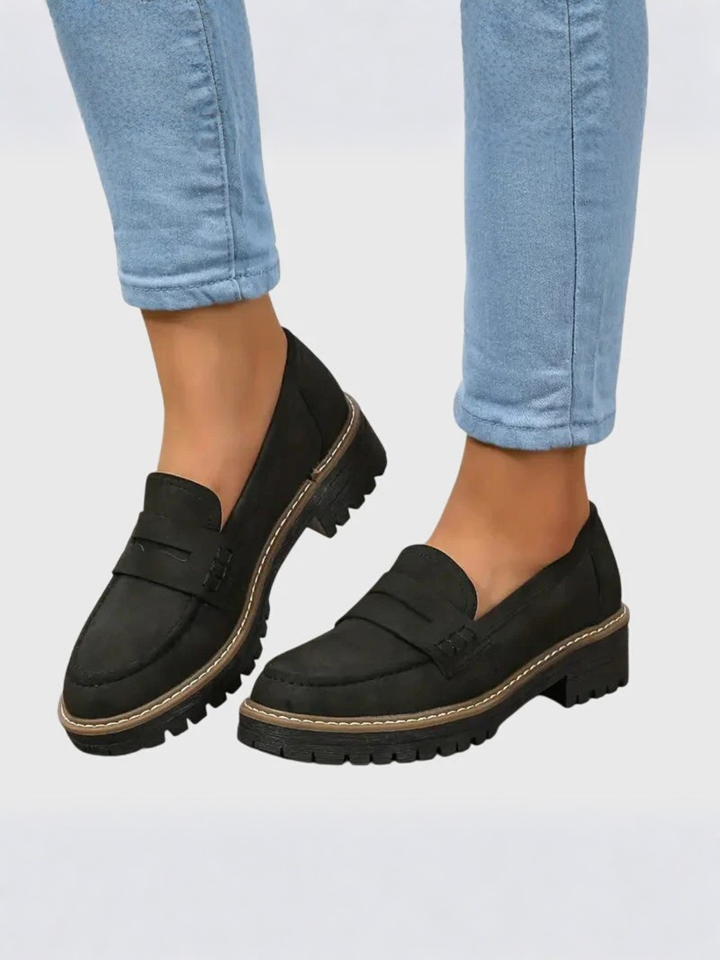 Women’s Comfortable Leather Loafers Slip-On Work Shoes