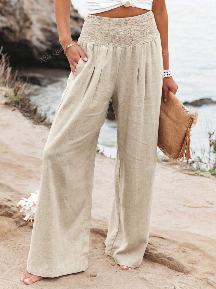 Women Linen Trousers Breathable Relaxed Fit Casual Everyday Pants