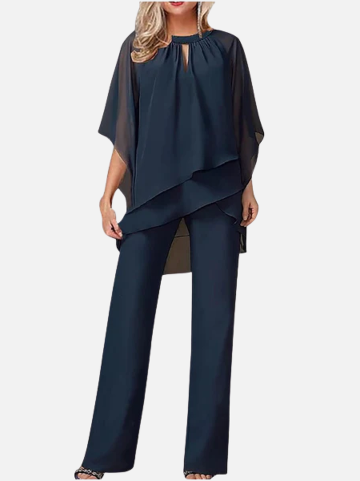 Women's chiffon pantsuit for wedding guest formal wear
