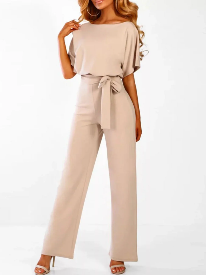 Women’s Slim Fit Jumpsuit with Adjustable Lace Waist