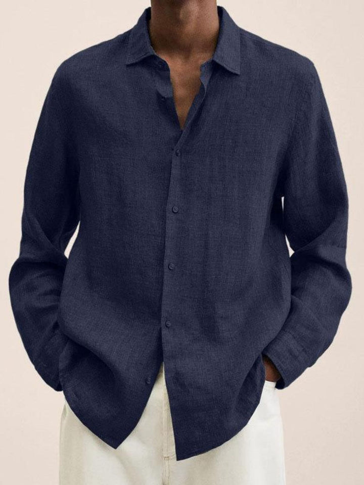 Linen Shirt Men Breathable Long Sleeve Smart Casual Everyday Wear