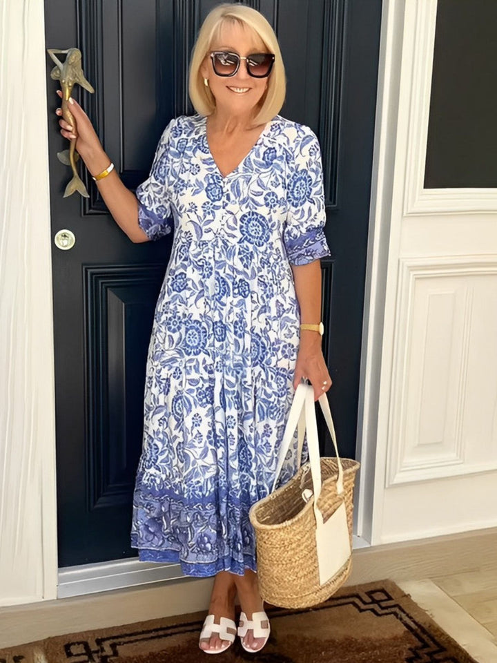 Women Summer Floral Maxi Dress Soft Breathable Relaxed Style