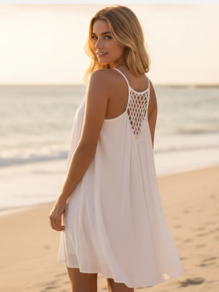 Women's Sheer Beach Cover Up Dress Spaghetti Strap Above Knee