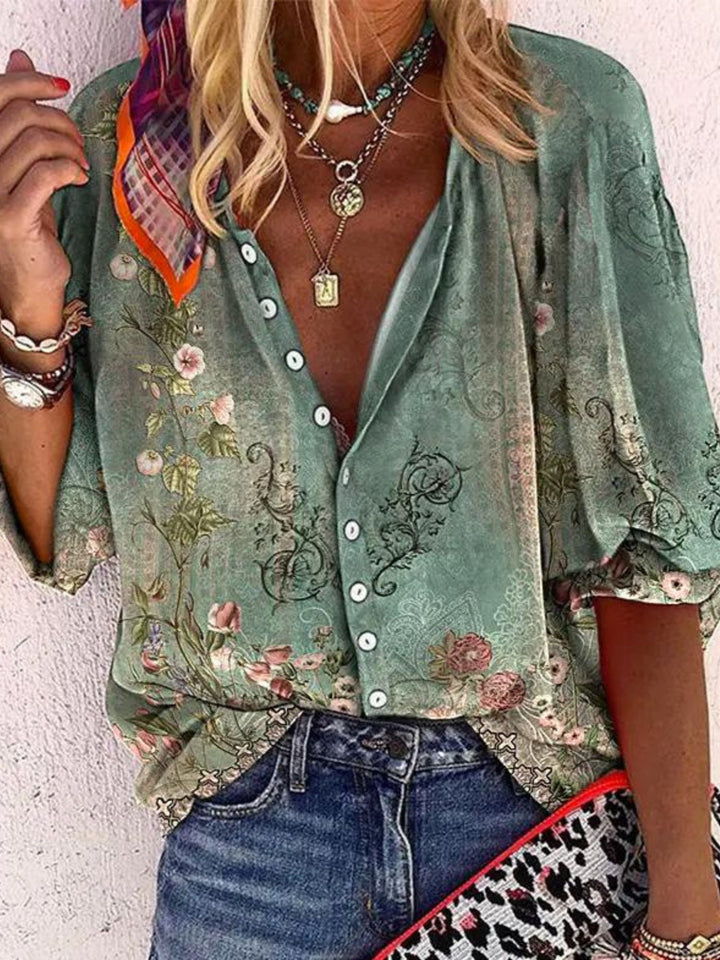 Blouse Women’s Printed Summer Button Shirt Casual Wear