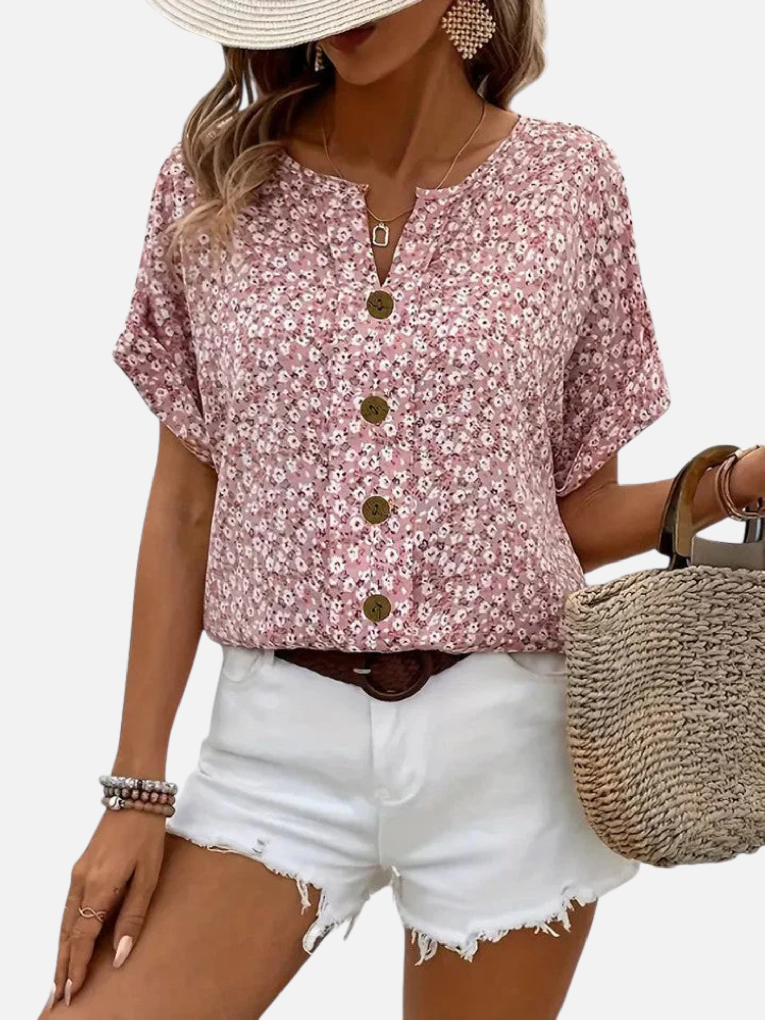 Women’s Lightweight Cotton Floral Blouse for Summer Comfort