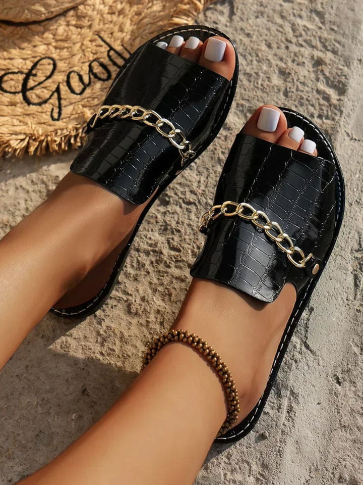 Women's comfortable wedge flip flops cushioned sole beach sandals