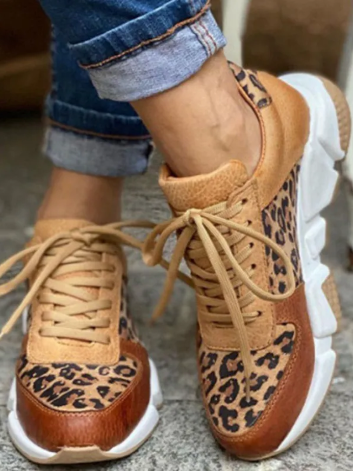 Women's Leopard Sneakers Supportive Walking Comfort Shoes