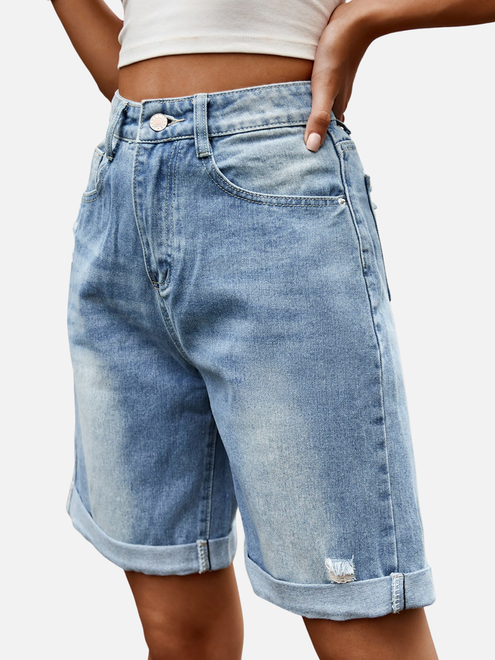 Women’s Relaxed Denim Shorts Cuffed Hem Everyday Summer Wear