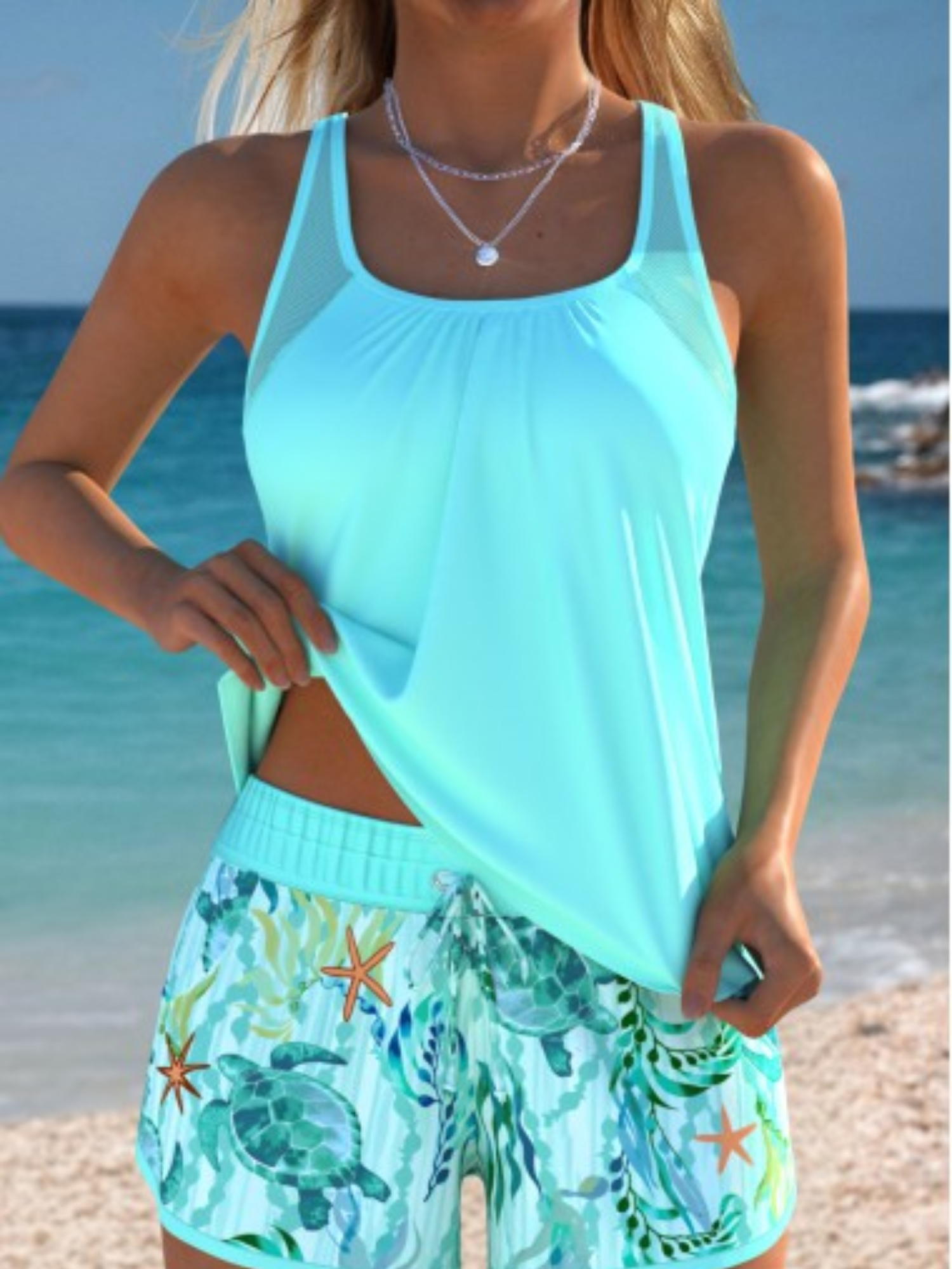 Women's tummy control tankini set for swimming and beach wear