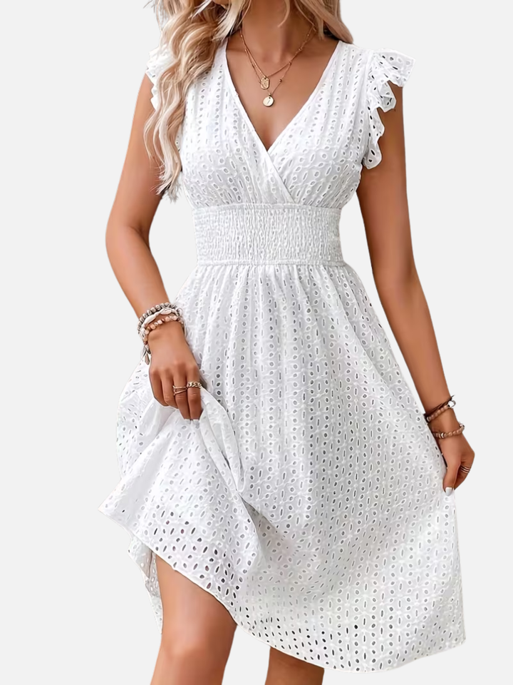 Women’s Stand Collar Midi Dress Casual Elegant Summer Outfit