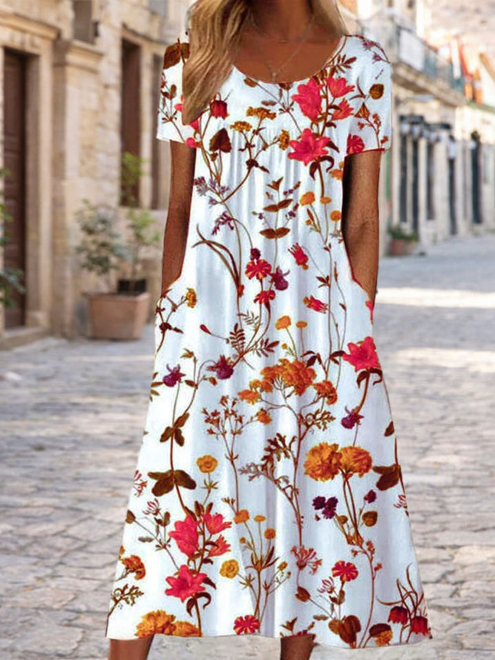 Dress Women Comfortable Floral Midi Dress for Daily Casual Wear
