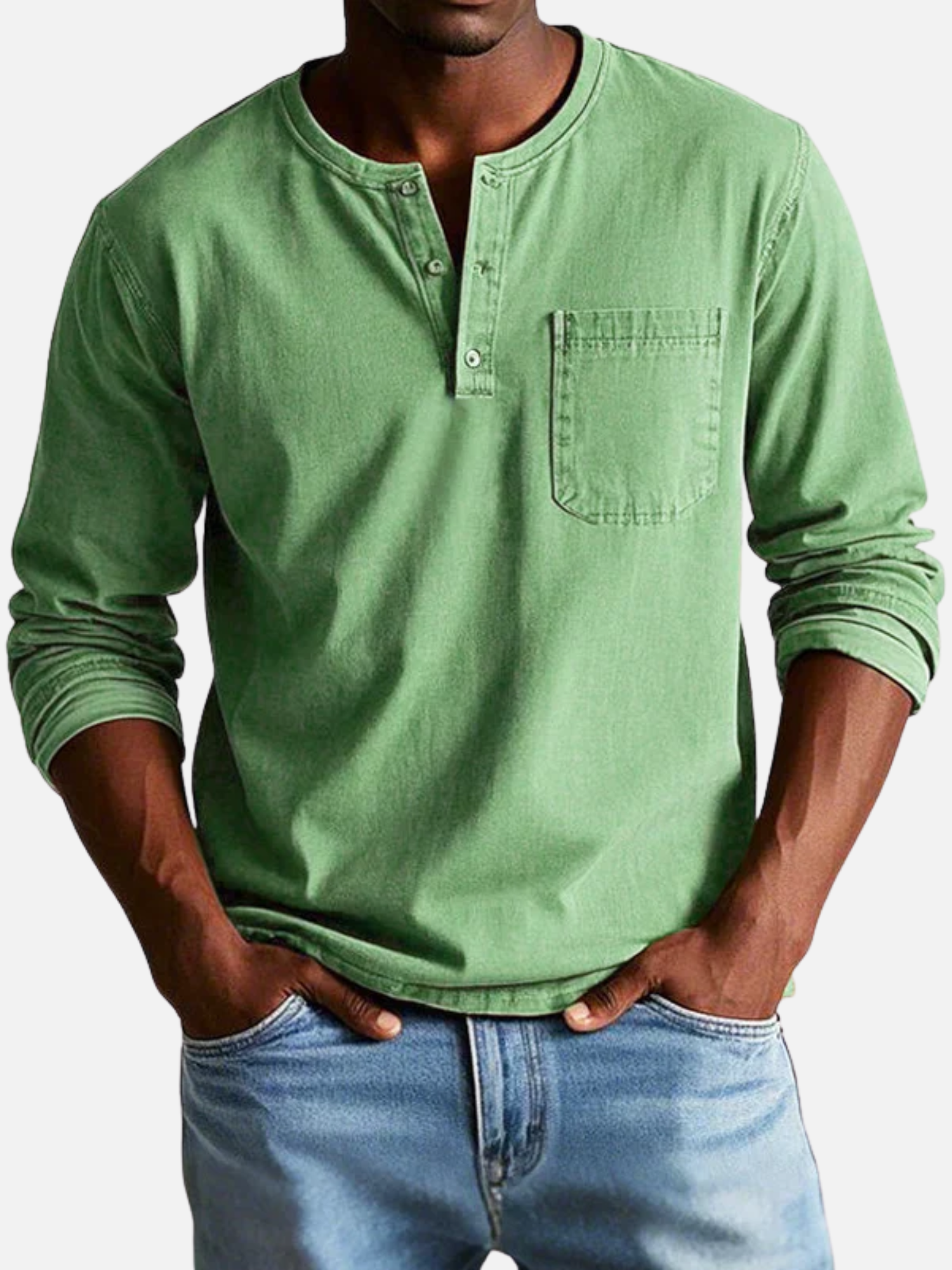 Men’s casual long sleeve Henley shirt for everyday comfort