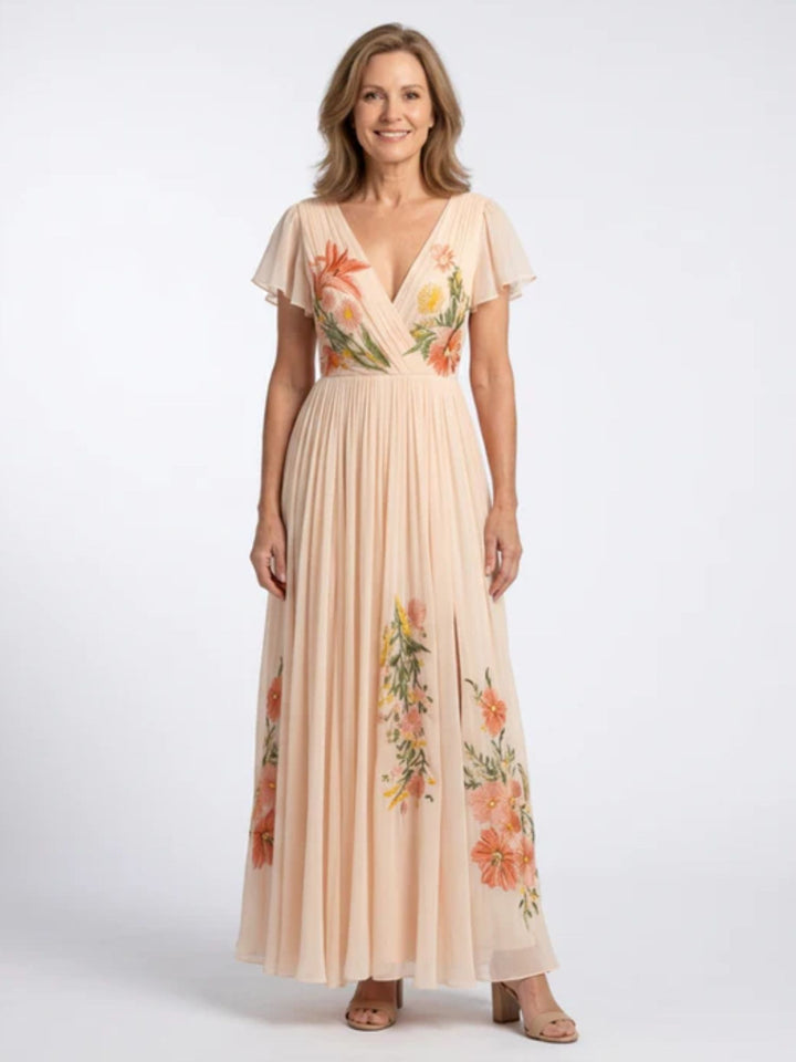 Women’s Casual Maxi Dress Comfortable Pleated Floral Daily Wear