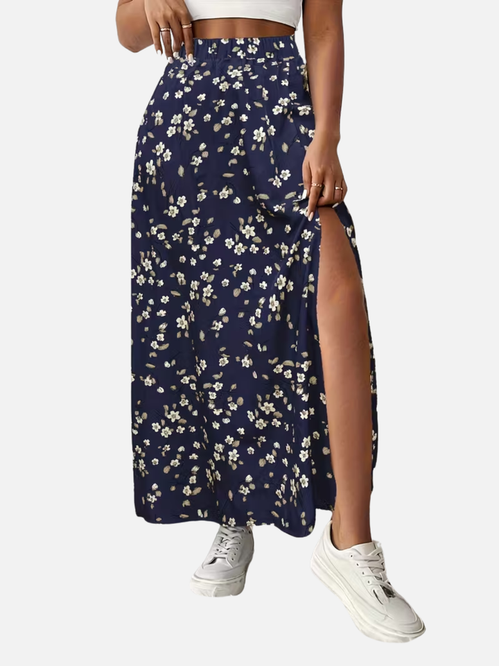 Women's Floral Maxi Skirt High Waist Vacation Outfit