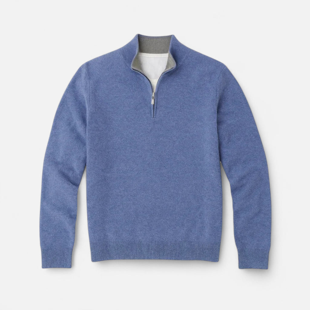 Aurevien | Men’s Fine Knit Half-Zip Jumper – Oxford Classic