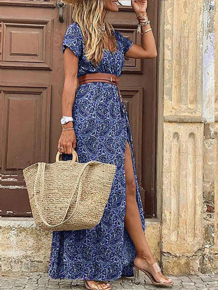 Women’s V-Neck Maxi Dress Relaxed Fit Everyday Wear Breathable Style