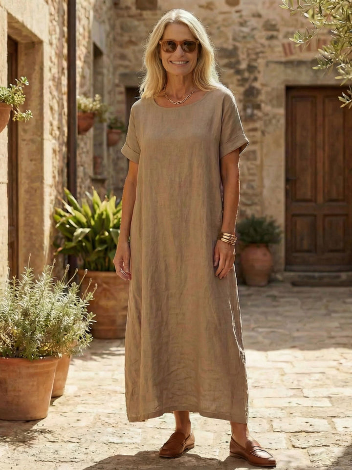 Casual Midi Linen Dress Women Soft Lightweight Daily Wear