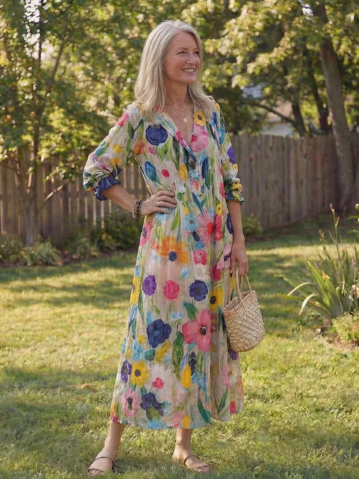 women's botanical maxi dress lightweight summer flowy elegant outfit